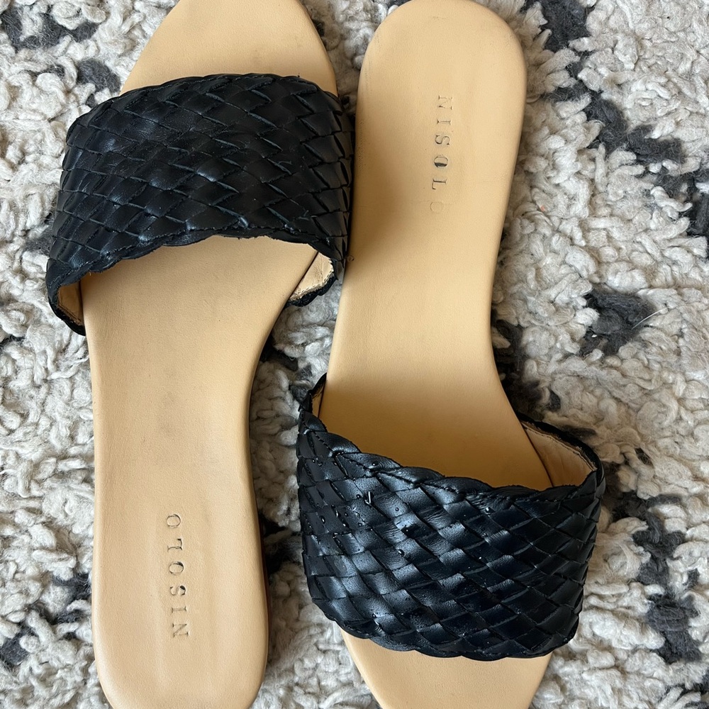 Nisolo black Woven Sandals with Braided Strap